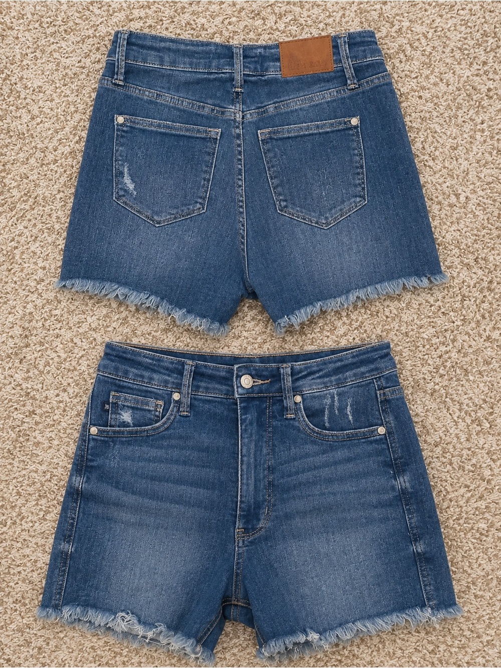 Judy Blue Medium Wash Denim Frayed Hem Shorts